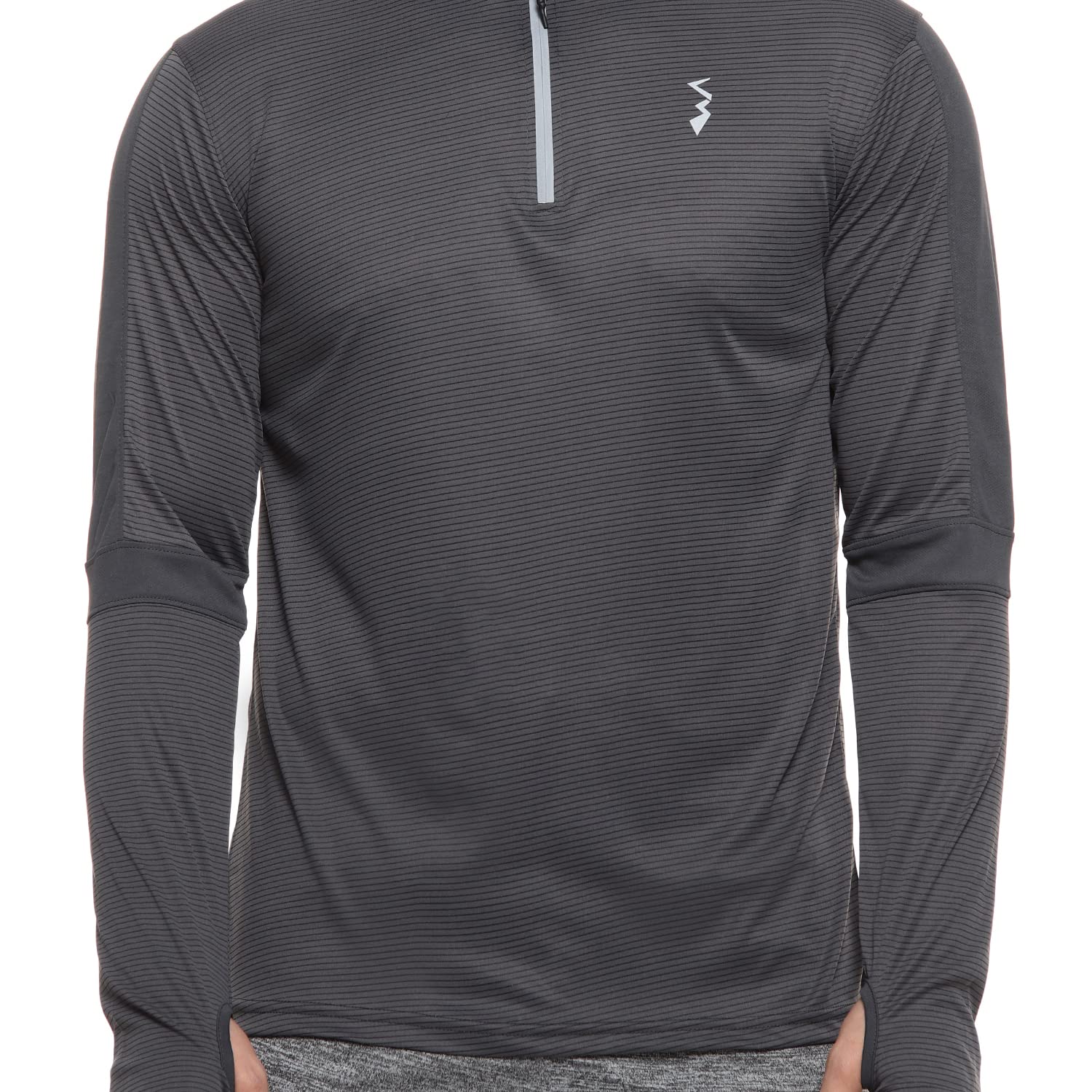 Campus Sutra Camiseta básica deportiva para hombre para uso casual, cuello alto, manga larga, cierre de media cremallera, camiseta de poliéster fabricada con ajuste cómodo para el uso diario