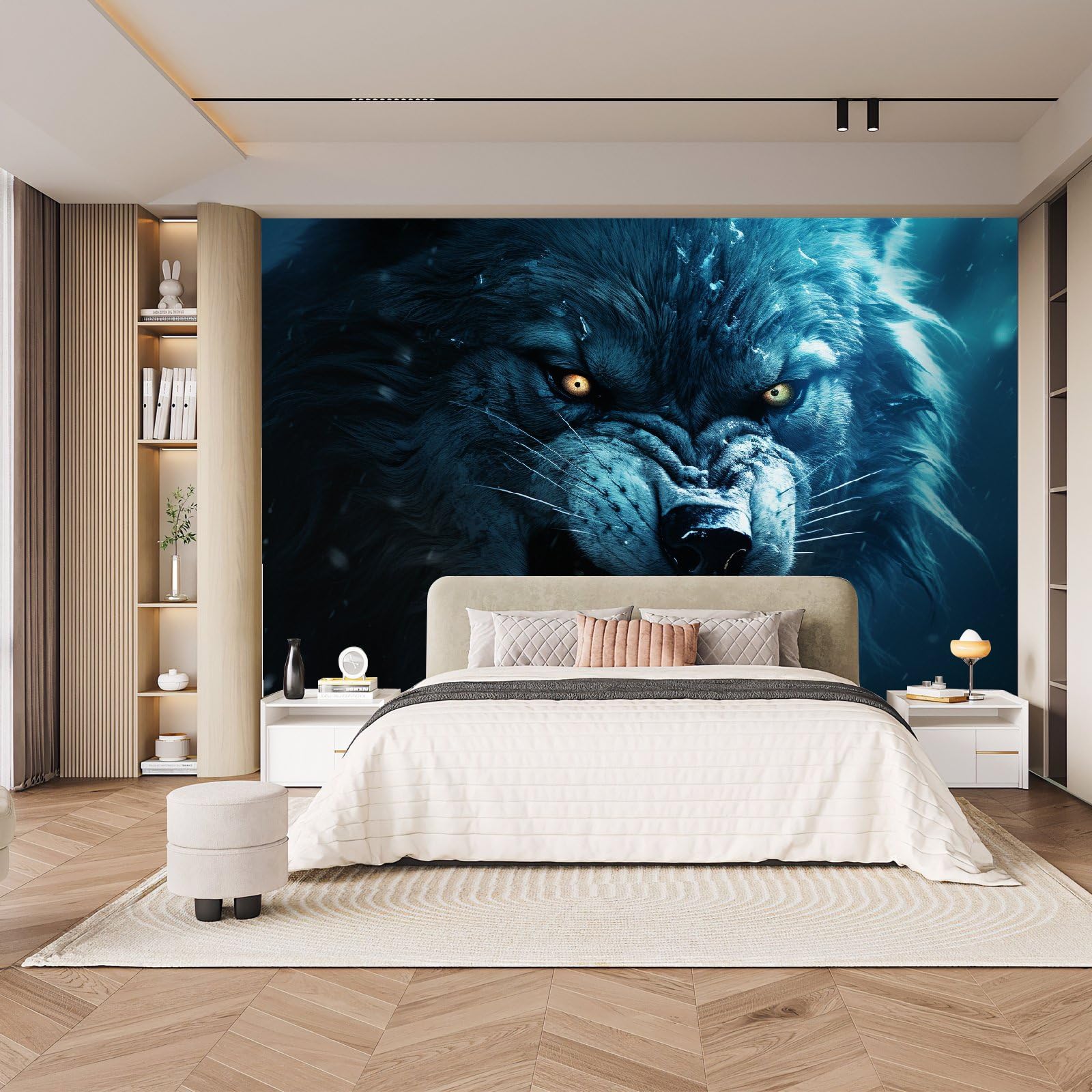 Fototapeta XXL 500 x 280 cm, wilk, panorama, salon, sypialnia, tapeta ścienna, czarna, wilk, tapeta z włókniny, zwierzęta, odporna na promieniowanie UV, bezzapachowa, gotowa do montażu