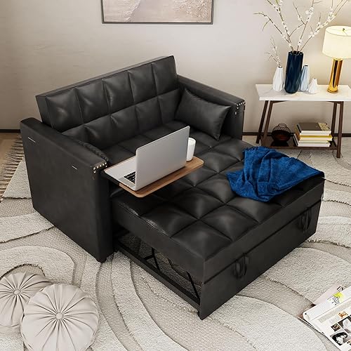 LEVNARY Sofá cama convertible pequeño de terciopelo, sofá cama extraíble multifuncional 3 en 1, sofá cama tapizado, sofá biplaza con respaldo