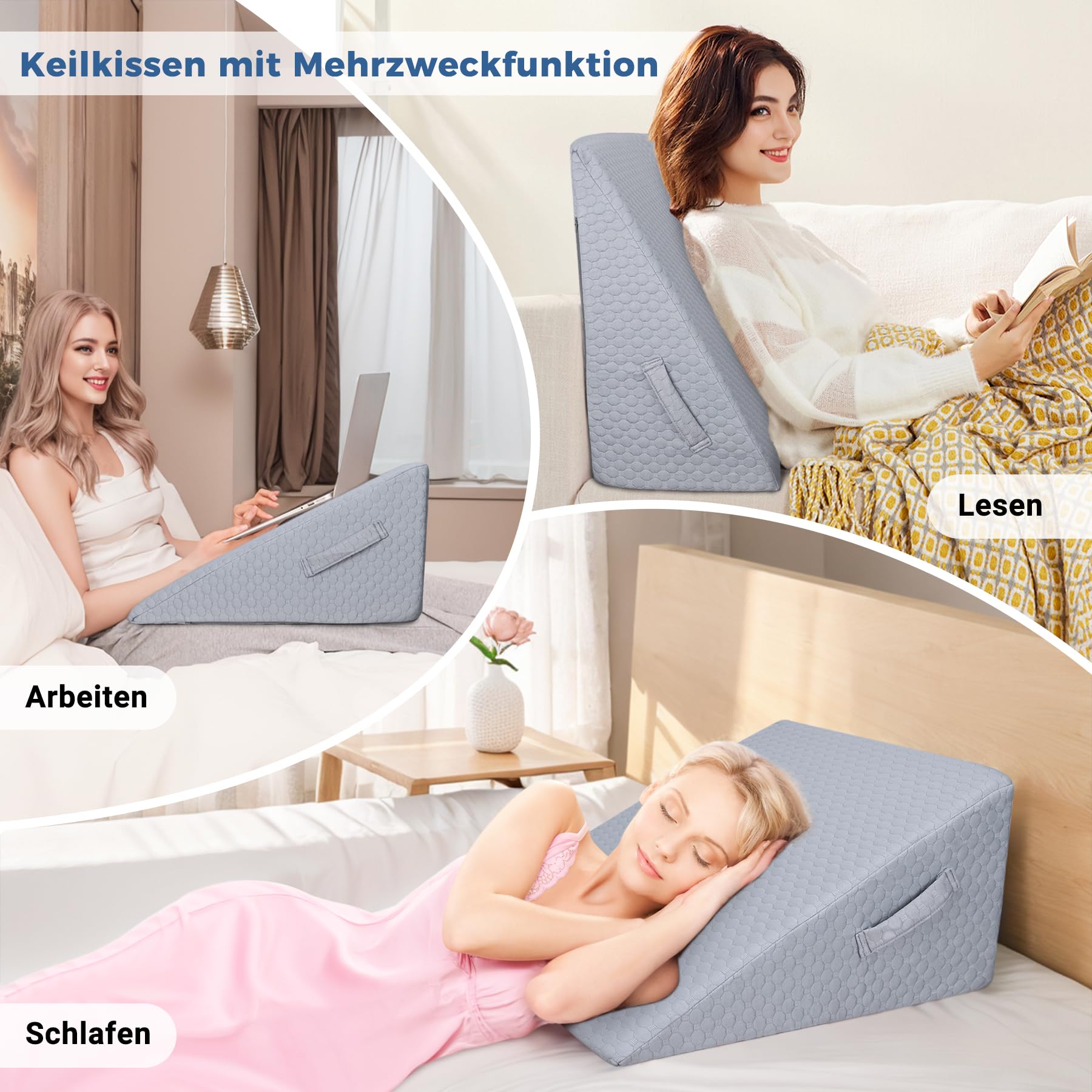 INFANZIA Wszechstronna poduszka klinowa do łóżka i sofy, pianka o wysokiej gęstości, ergonomiczny klin do łóżka przy refluksie i bezdechu sennym, poduszka do unoszenia nóg, idealna poduszka pod plecy
