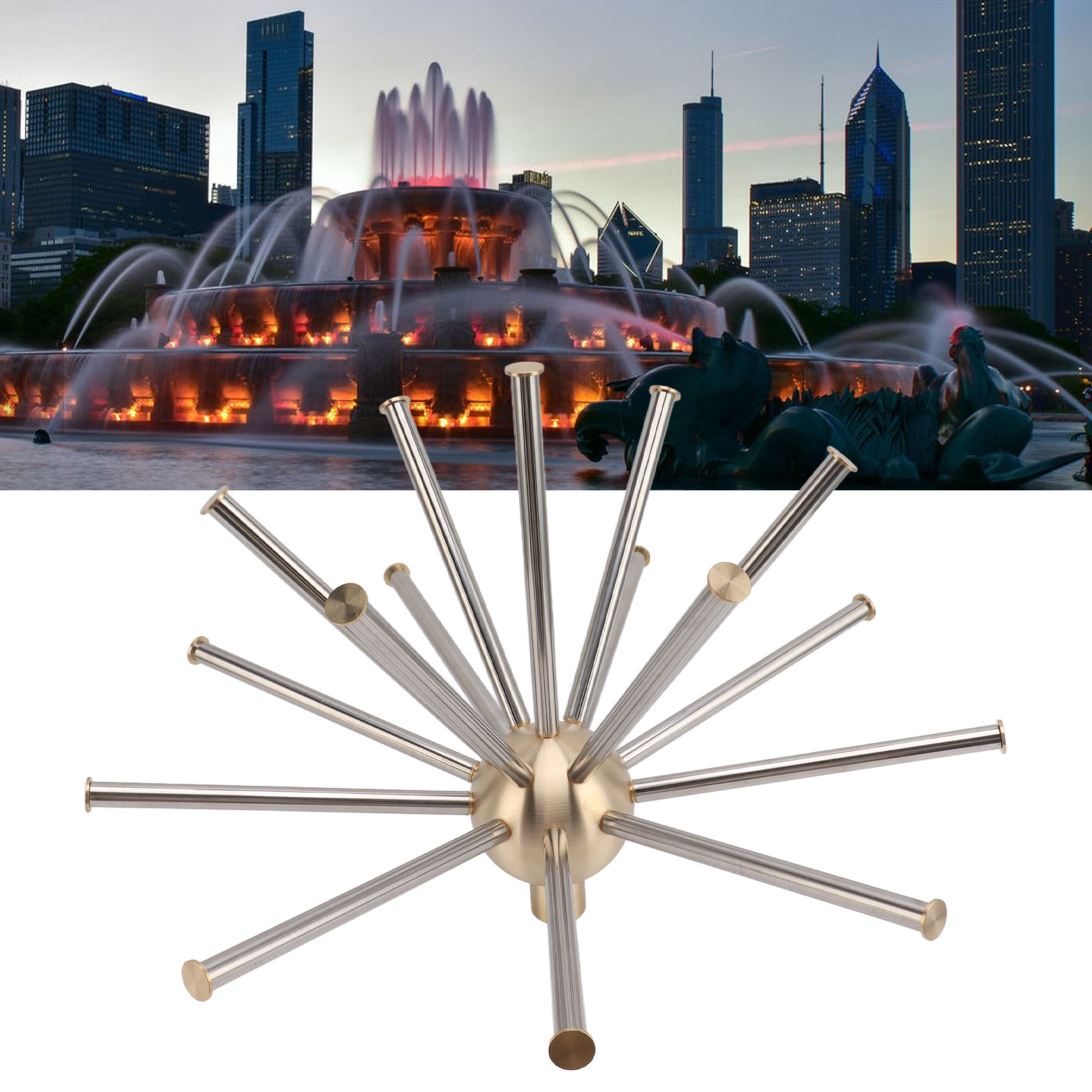 Fountain Nozzle Head Set G1 Inch Brass Stainless Steel Water Fountain Spray Head for Garden Pond Pool Landscaping