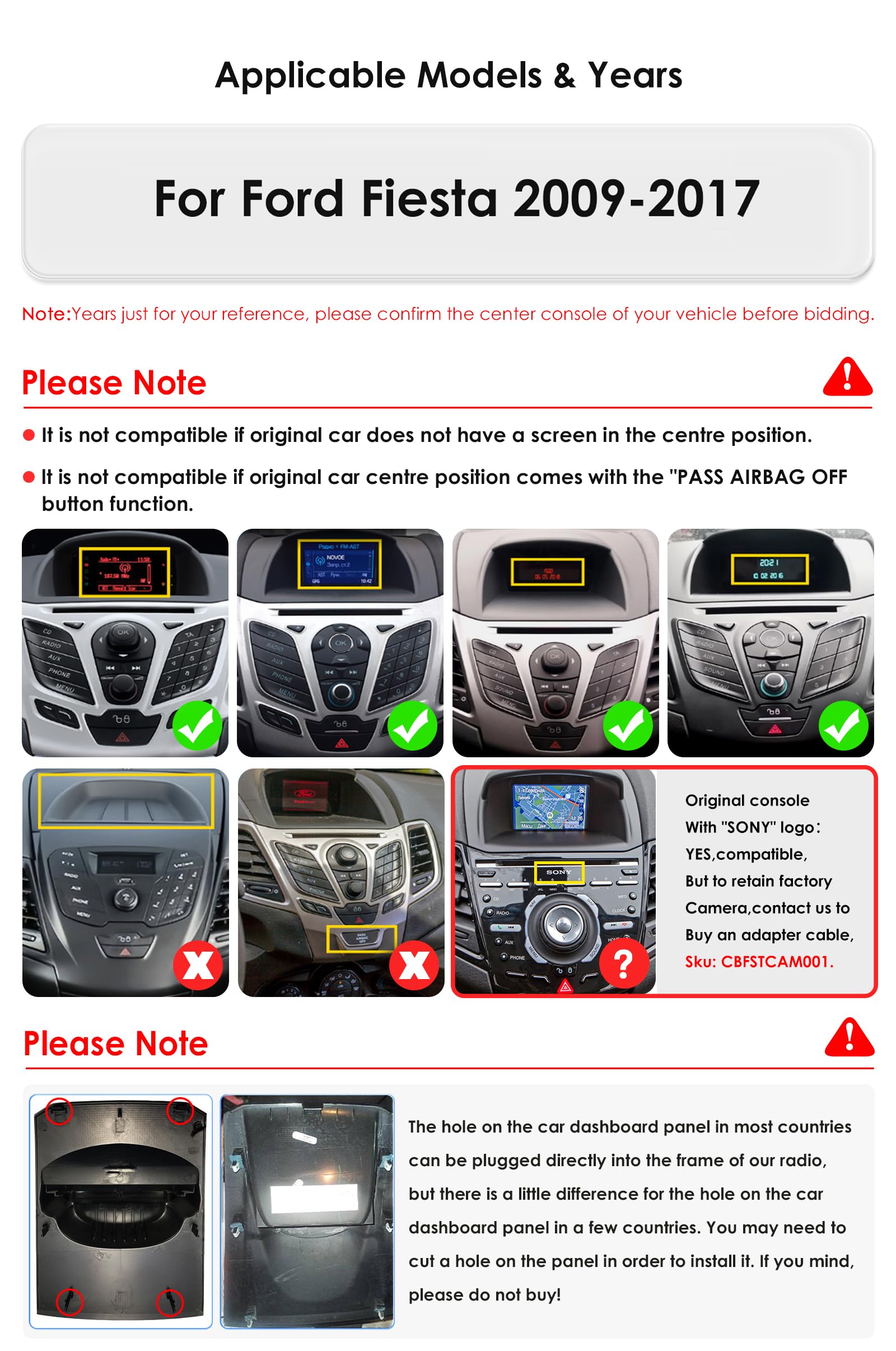 Ossuret Autoradio pour Ford Fiesta (2009-2017), 9 Pouces Android 13 écran Tactile 2+32 Go Navigation GPS avec Carplay Android Auto Bluetooth Commande au Volant
