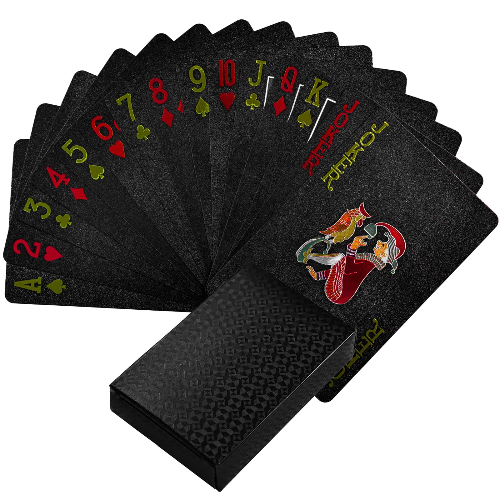Joyoldelf Cool Plastic Playing Cards, Red and Yellow Deck of Cards, Waterproof Pack of Poker Cards with Gift Box, Use for Party and Game