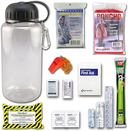 Ready America 70050 Kit básico de supervivencia para botellas de agua