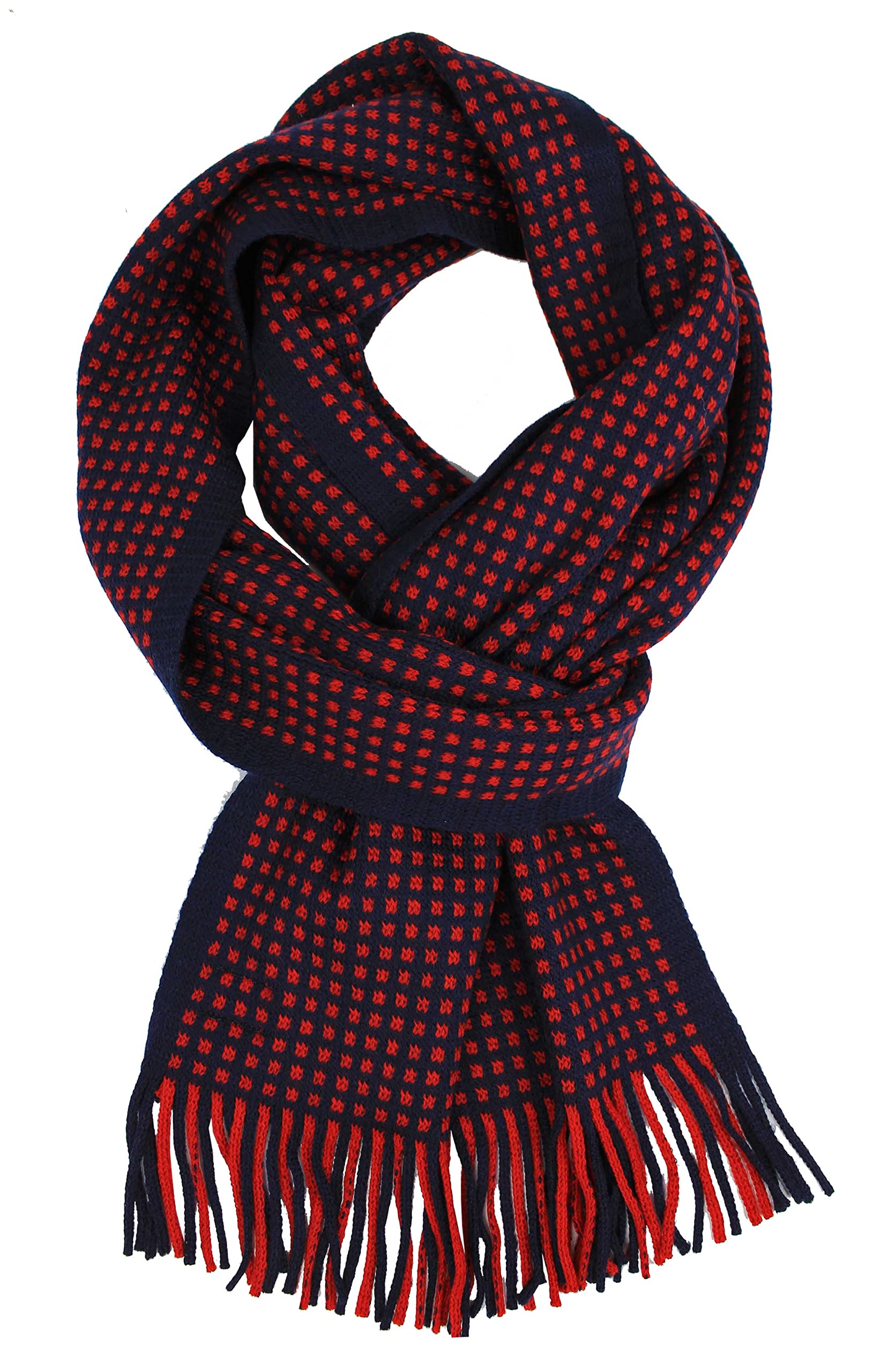 Rotfuchs Sciarpa morbida a righe alla moda, 100% lana (rosso marino), Oltremare rosso, 190 x 25 cm