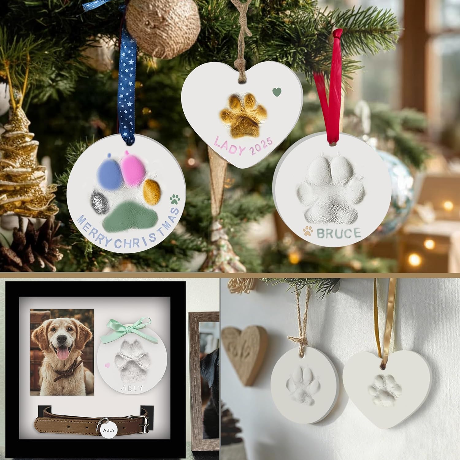 MYPAWLETS Dog or Cat Pawprints Keepsake Kit,Make 3 Clay Paw Print Ornaments,Soft & Non-Toxic Clay,Pet Paw Prints Impression Kit,Dogs Christmas Tree Ornament,Gift for Pet Lovers - Image 3