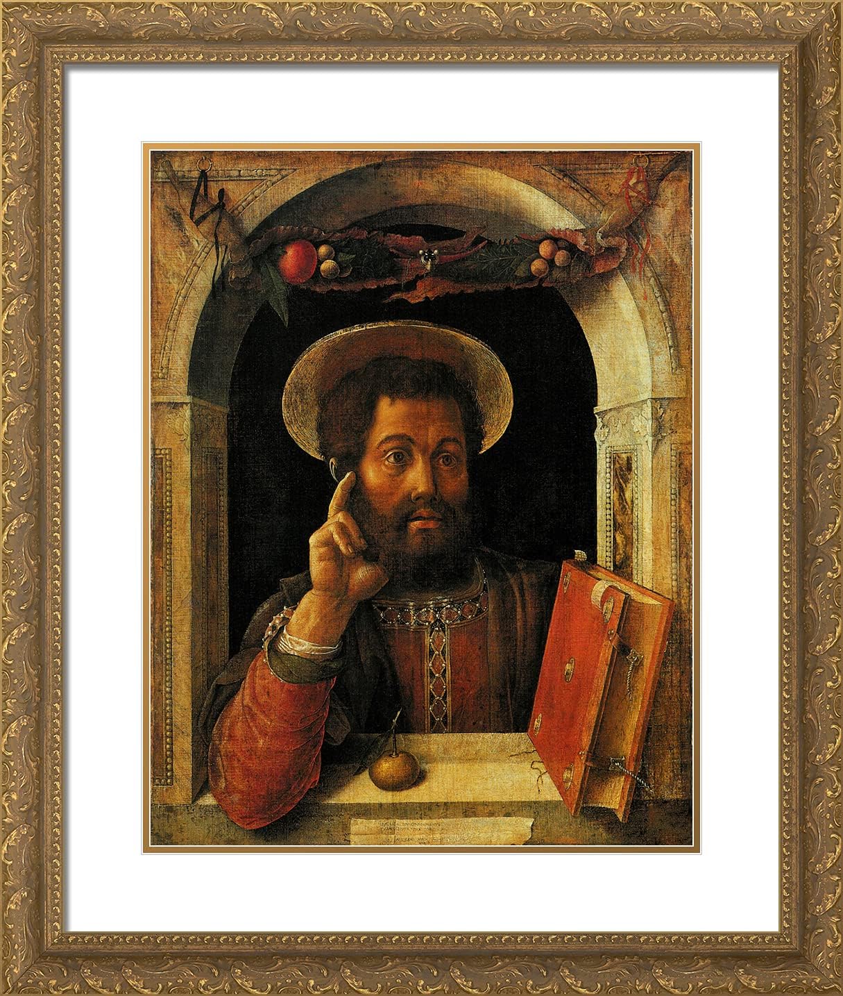 ArtDirect Mantegna, Andrea 20x23 Gold Ornate Framed Art Print with Double Matting Titled: St. Mark