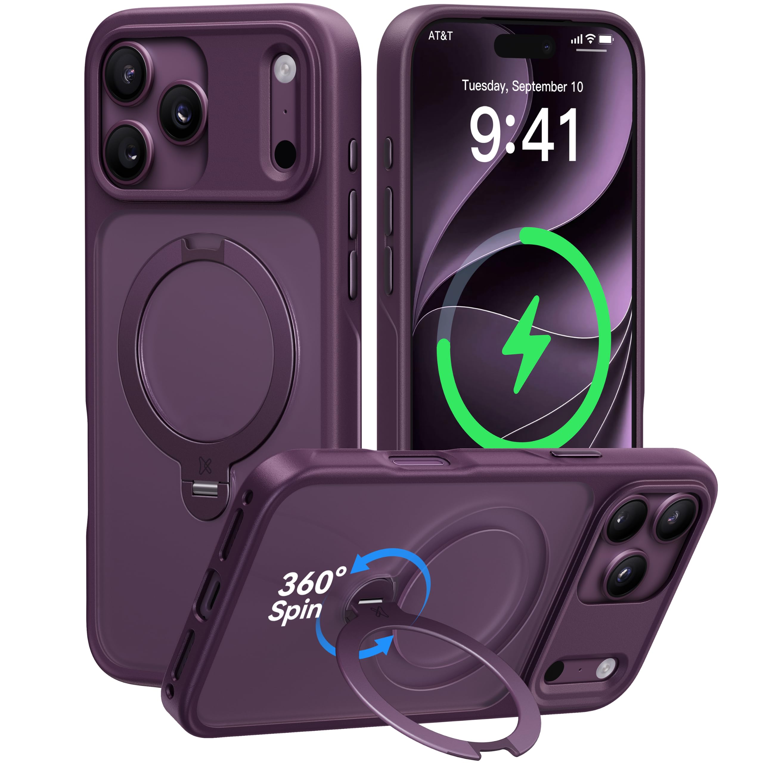 CASEKOO Burgundy for iPhone 18 Pro Max Case with 360 Spin Magnetic Stand | 18FT Mil-Grade Protection, Fit for MagSafe, Shockp