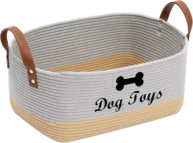 Brabtod Large Cotton Dog Toy Basket Storage, 16.5"x10.6"x 7.5" Puppy