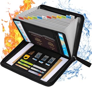 Fireproof Document Bag,Fun Storage Large Capacity Waterproof Fire Proof Safe Box for Important Files Organizer,Home Fire Resistant Security Folder,Passport,Certificate,Money and Valuables Box,A4 Size