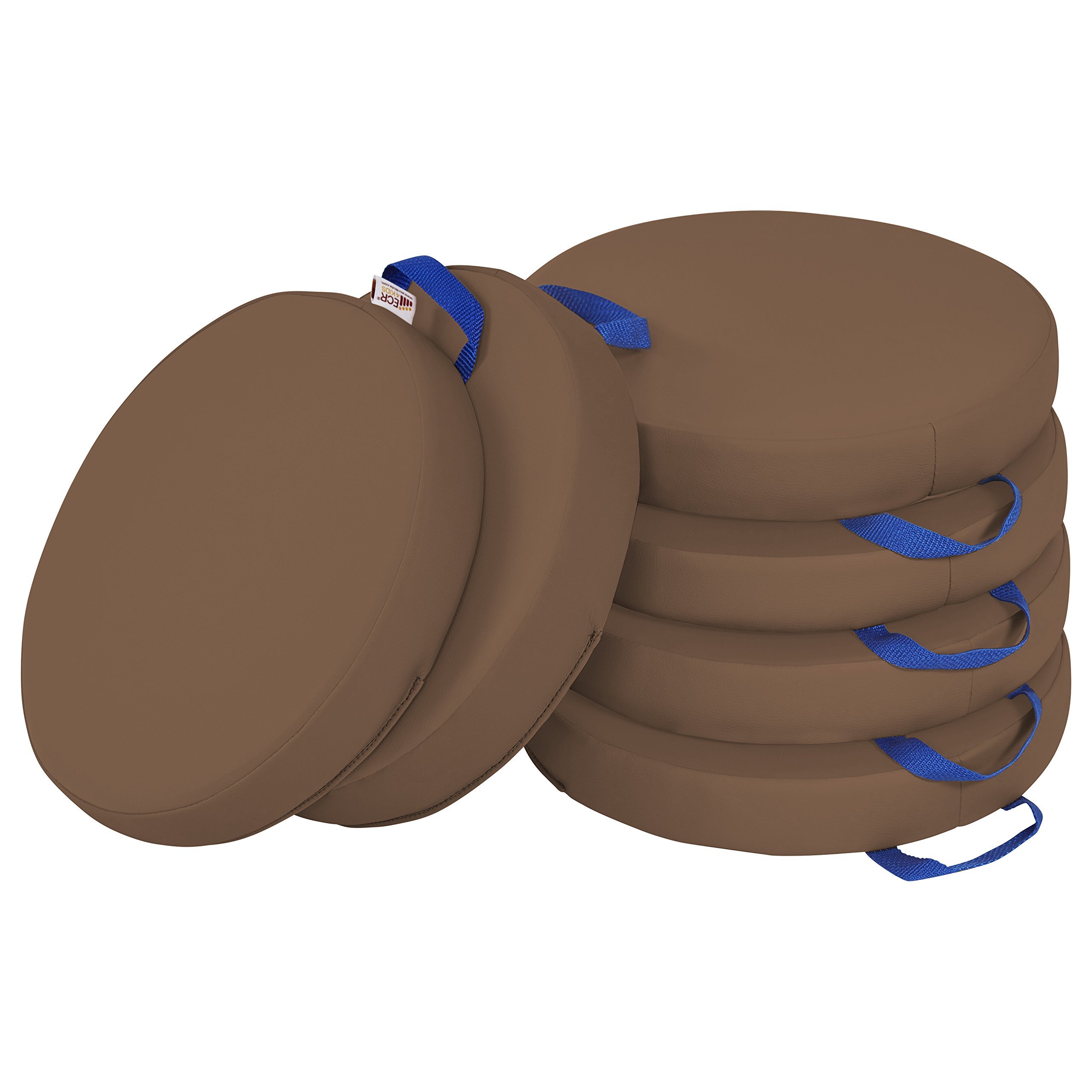 ECR4Kids SoftZone Floor Cushions, Round, Flexible Seating, Chocolate, 6-Piece