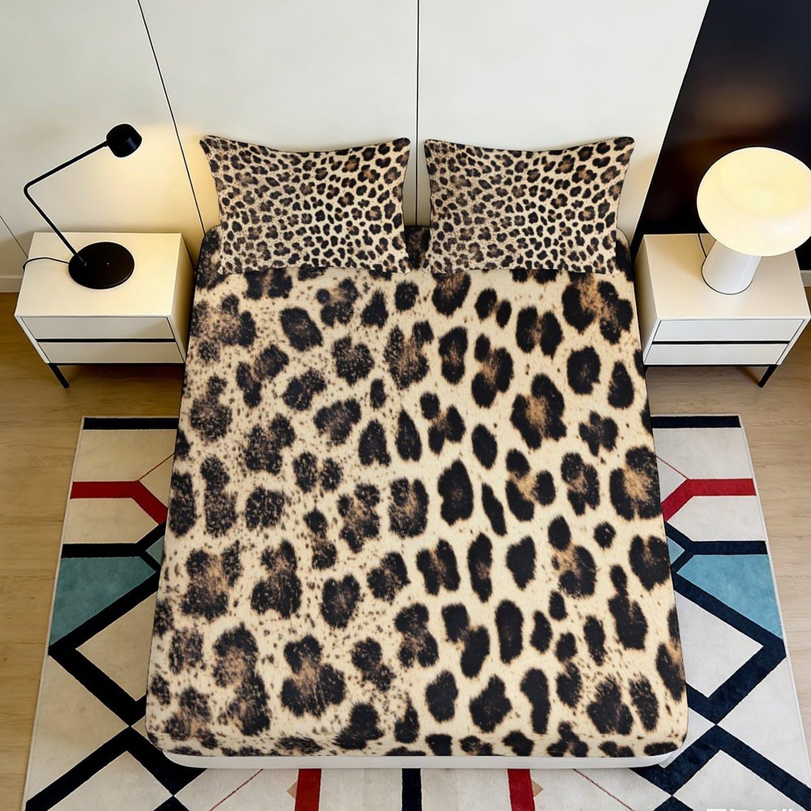 Pnayamiorkfel Style-7 3D Printed Leopard Spots Fitted Sheet Microfiber Soft Anti-Slip Bed Cover For Bedroom Guestroom Dorm Decor Easy Care 90X200x25cm