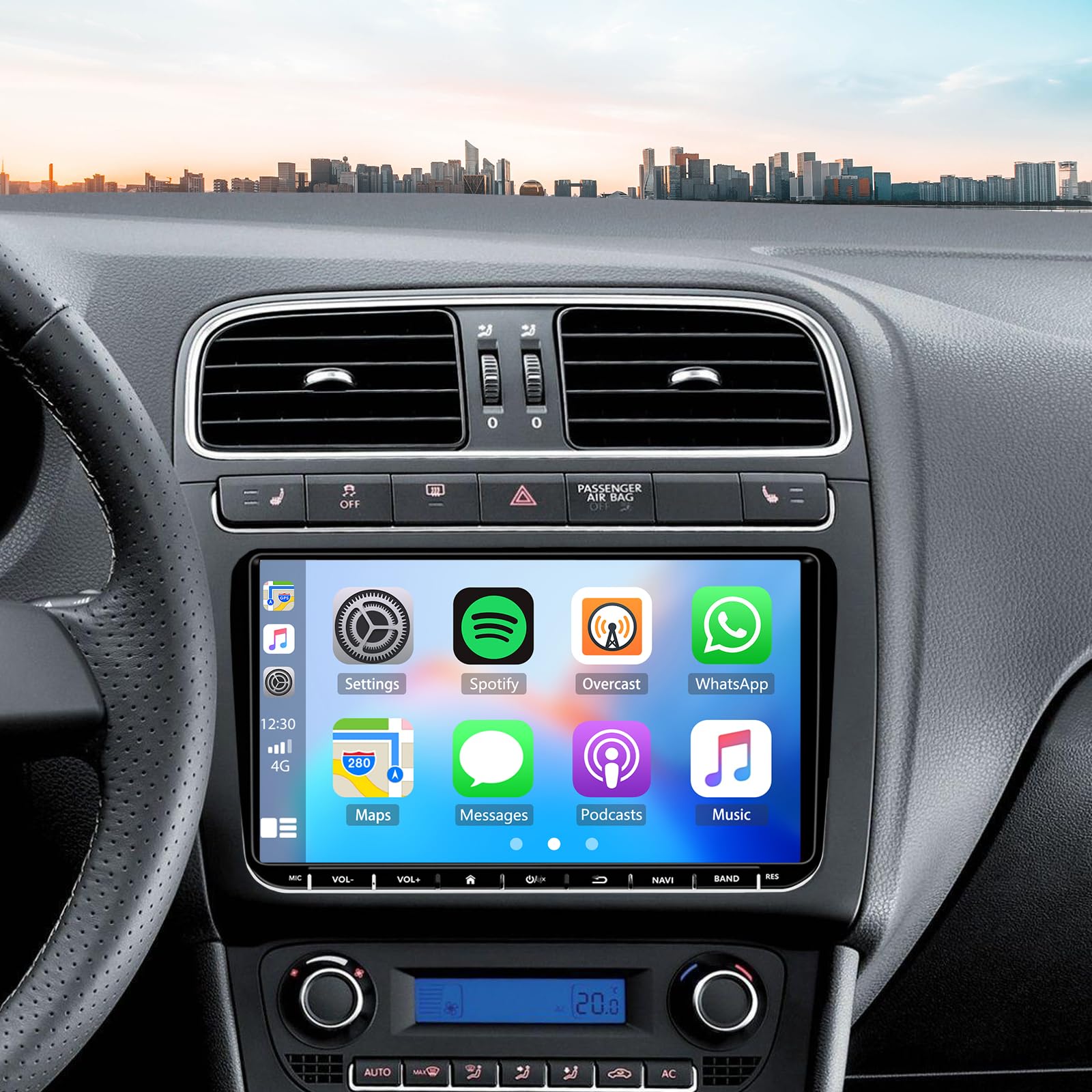 2+32G Autoradio per VW Polo 2009-2013 con Carplay Android Auto, 9 pollici Touchscreen Lettore Ricevitore Multimediale Digitale con Bluetooth WiFi FM RDS SWC telecamera di retromarcia