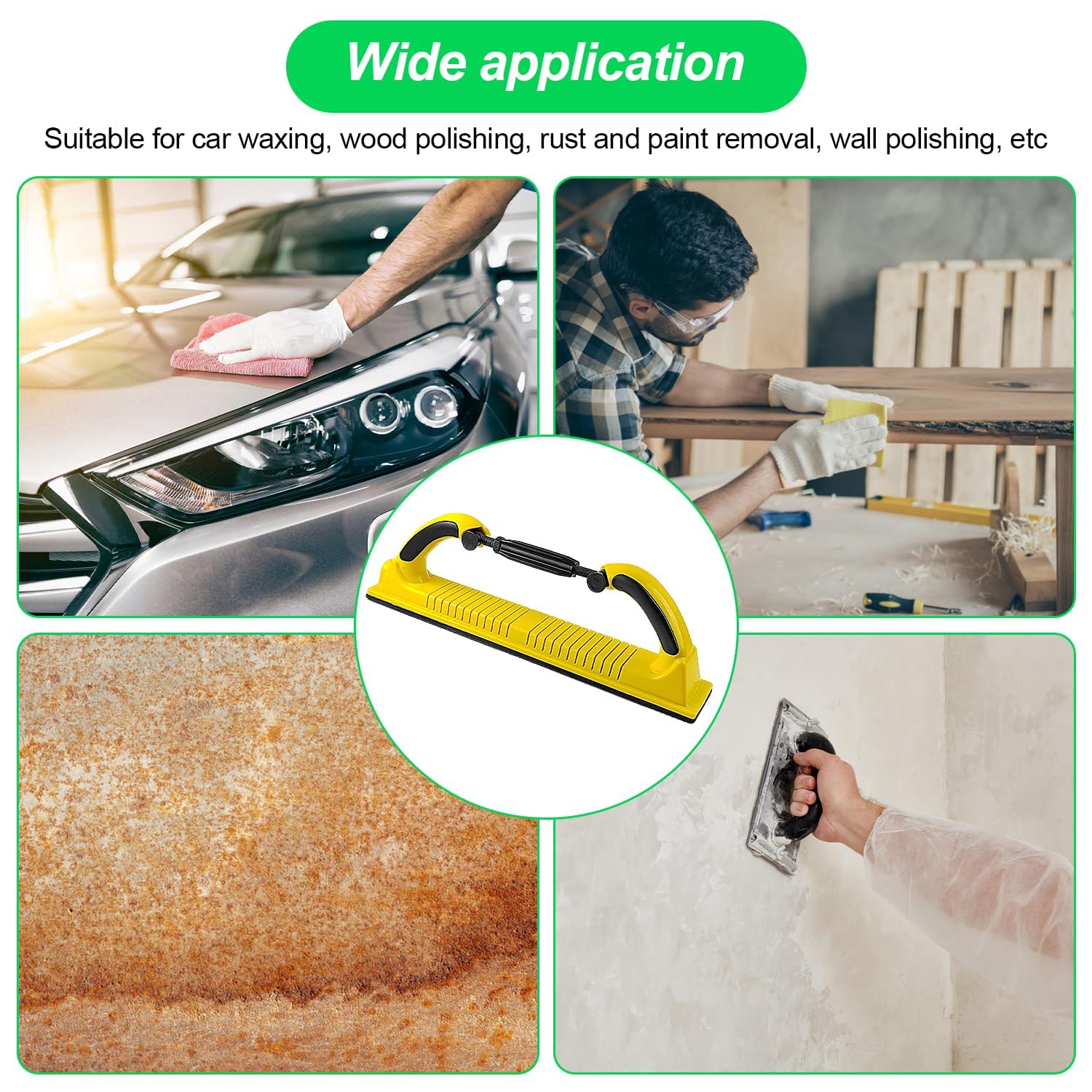 Professionnelle Jaune Cale a Poncer Main, Ponceuse Platre, Ponceuse à Main, 70 x 400 mm Outil de Ponçage Manuel, Utilisé pour le Polissage et le Meulage