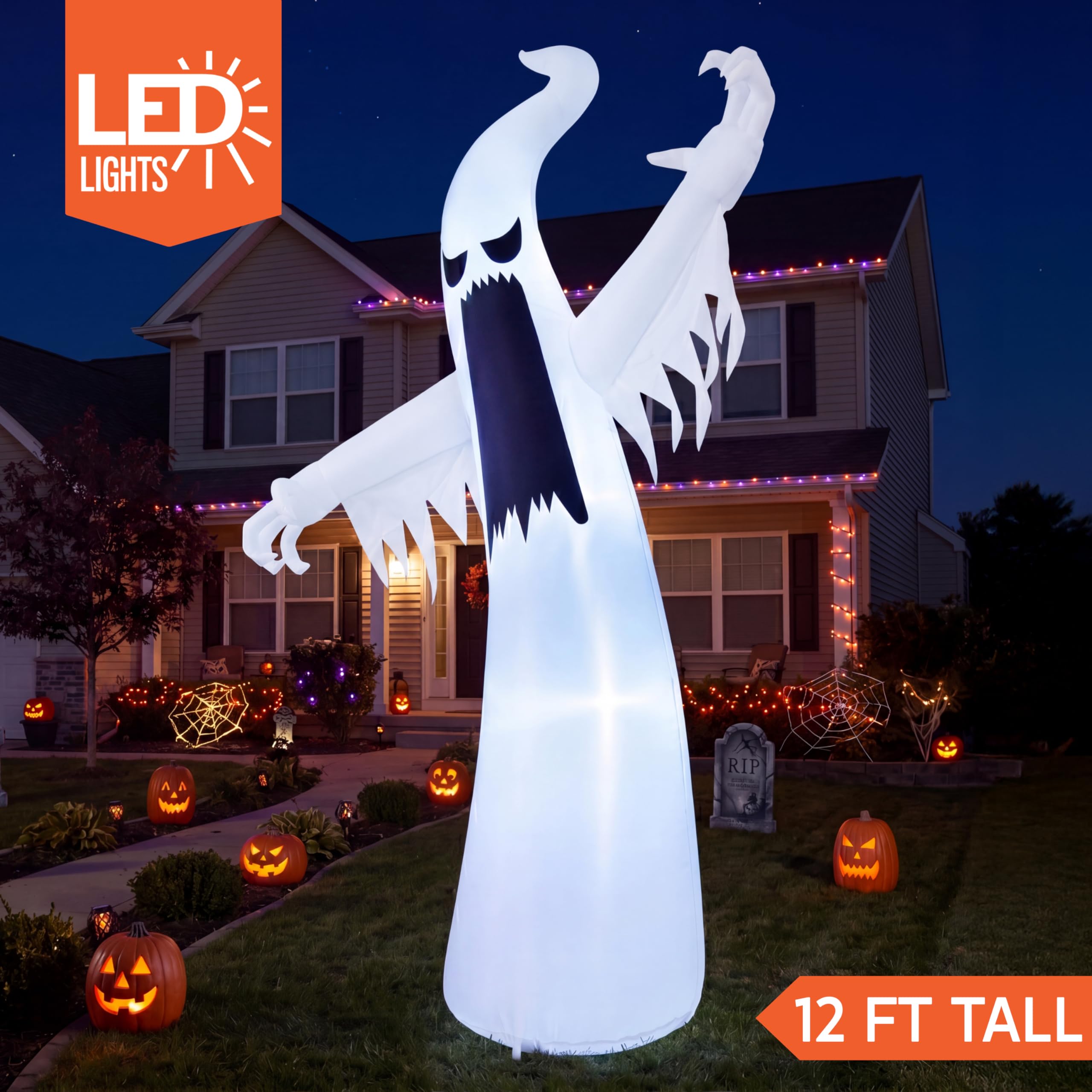 Joiedomi Halloween Spooky Ghost sopraelevata gonfiabile (3,7 m di altezza)