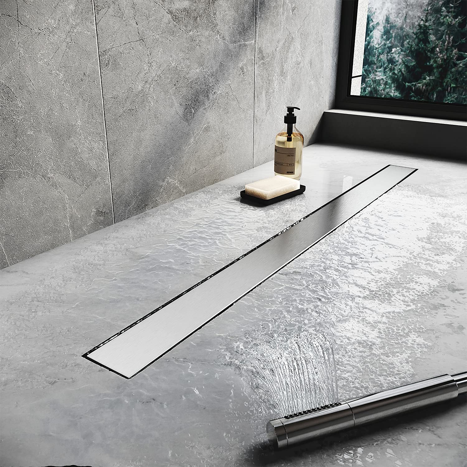 Filtro di scarico per doccia, in acciaio inox, per scarico della doccia, quadrato, adatto per bagno, cucina, lavandino, ecc. (12,5 cm x 12,5 cm