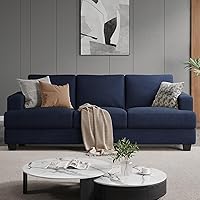 COPIAE 89 Inch Oversized 3-Seater Sofa with Extra Deep Seats, Corduroy Blue Fabric, Modern Couch for Living Room - Easy Assembly