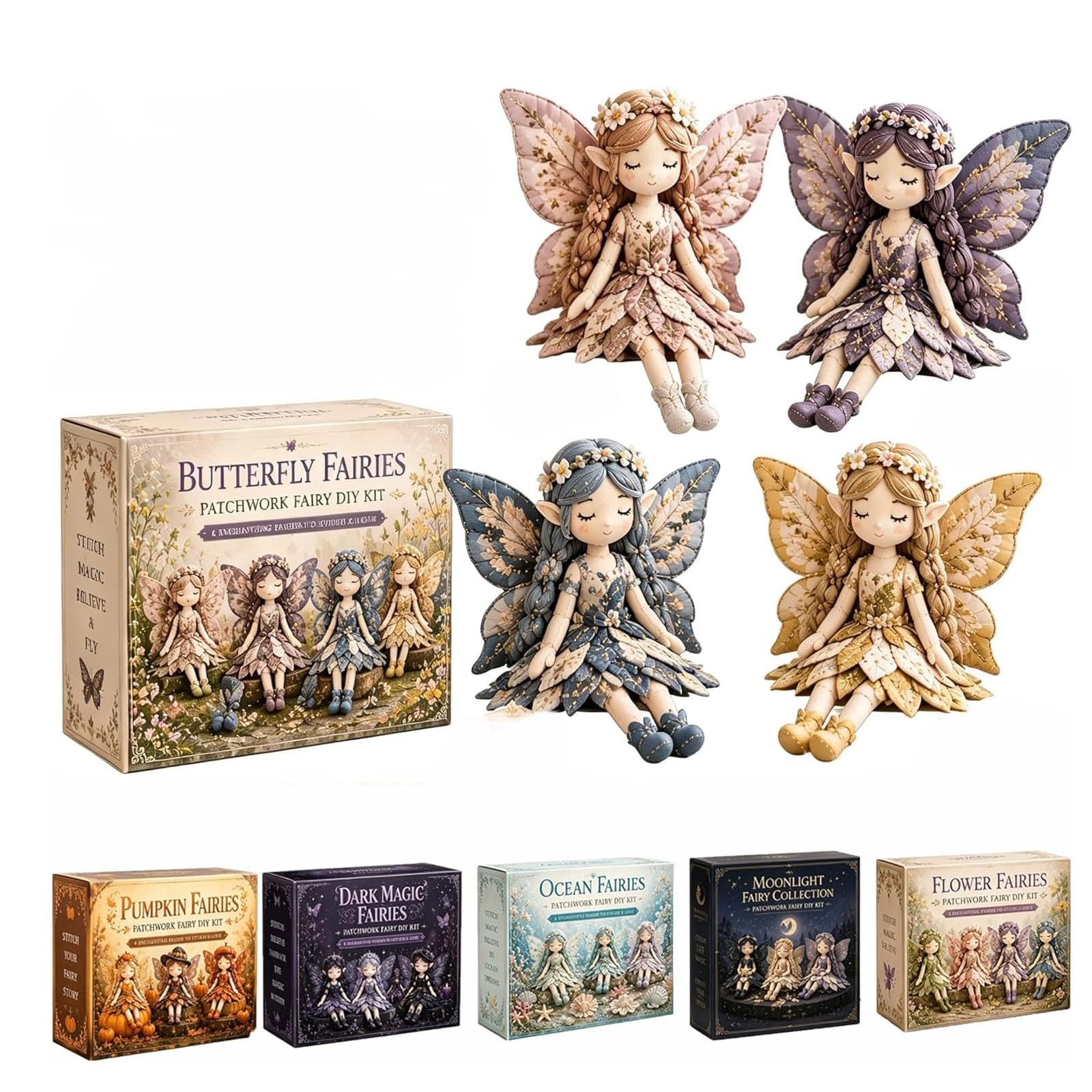 Kit patchwork fée des fleurs de collection : ouvrage d'art textile fait main - 8