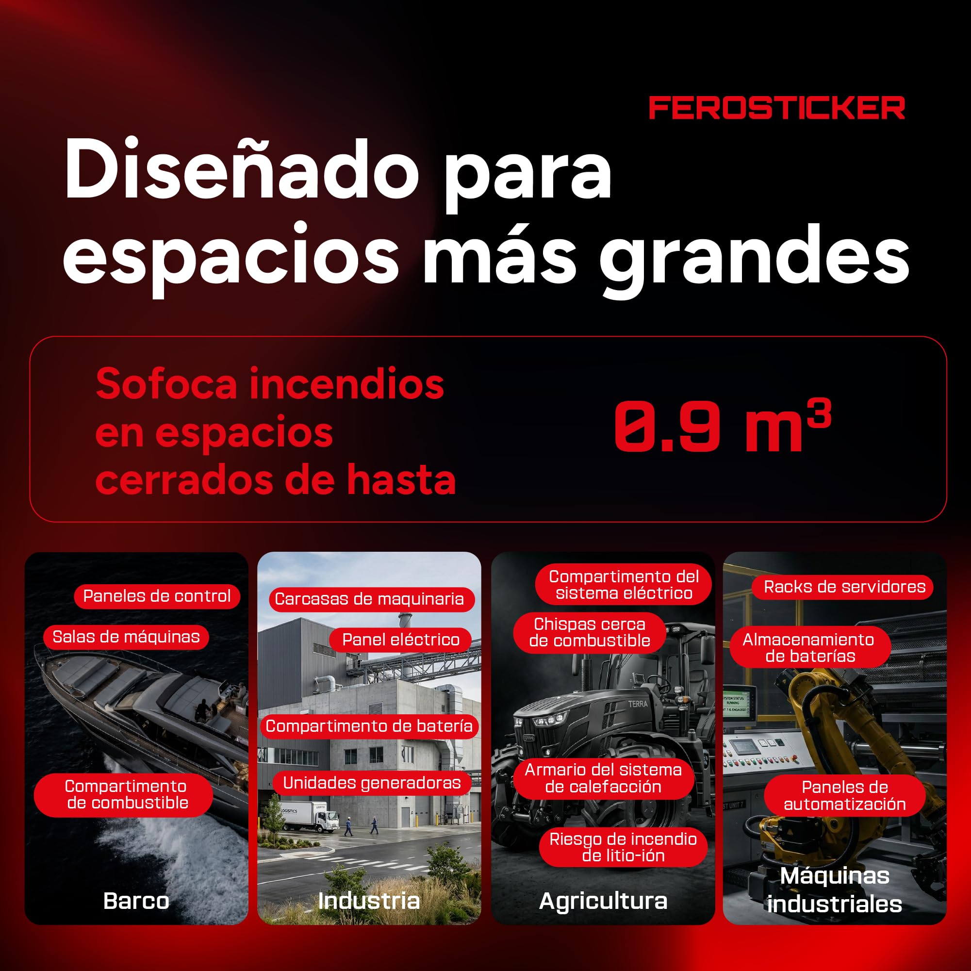 Pequeño Extintor Automático (1 Pieza) | Para barcos, grandes cuadros eléctricos, tractores, cosechadoras, equipos industriales y compartimentos de baterías.