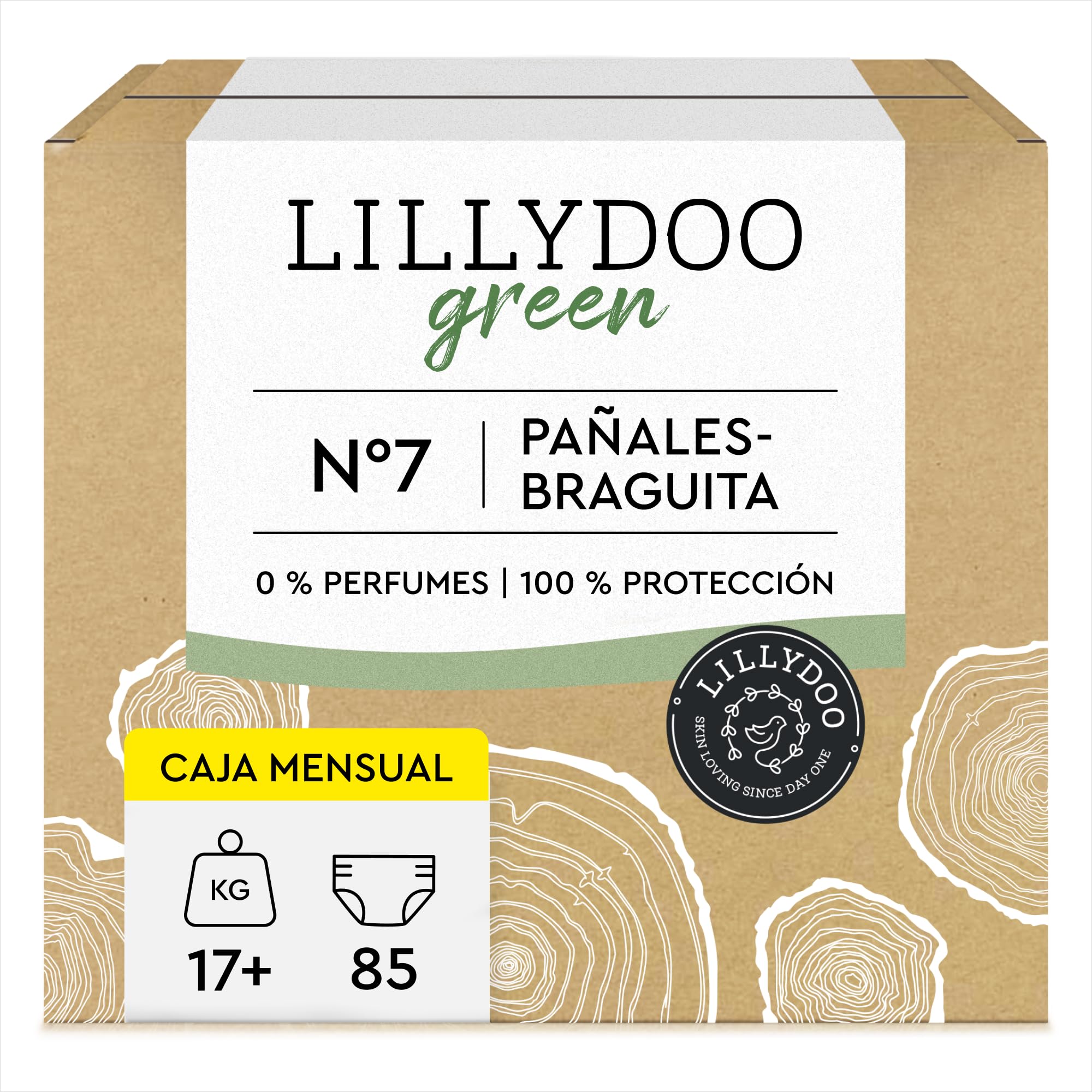 LILLYDOO Green przyjazne dla środowiska spodnie, rozmiar 7 (17 kg), pudełko miesięczne (85 sztuk) (FSC Mix)
