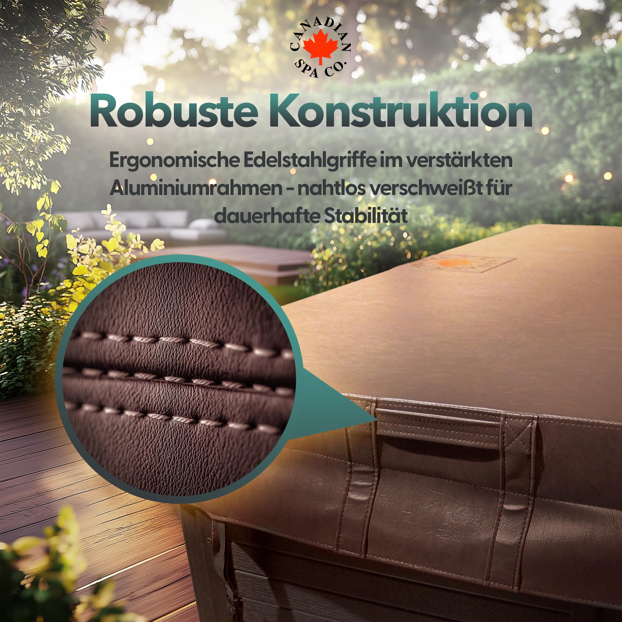 CANADIAN SPA CO. Isolierabdeckung Deluxe, 228 x 228 cm, Braun, 10 cm dick, Poolabdeckung eckig, Abdeckung für Whirlpool wasserdicht und UV-beständig, Whirlpool Zubehör