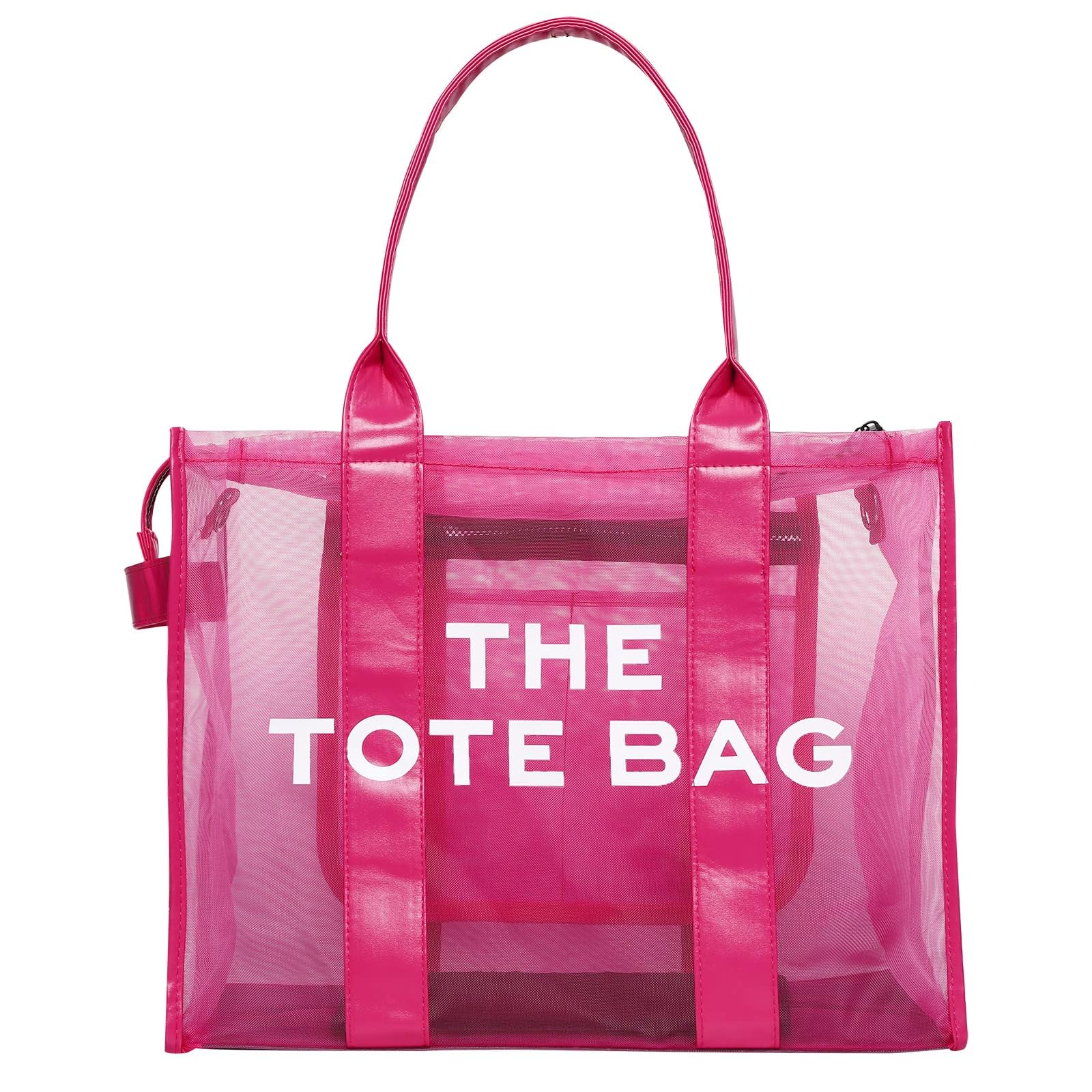The Tote Bag Beach Bag Mesh Clear Totes Bag Large with Zipper Travel Tote Bag, Handbags, and Work Totes
