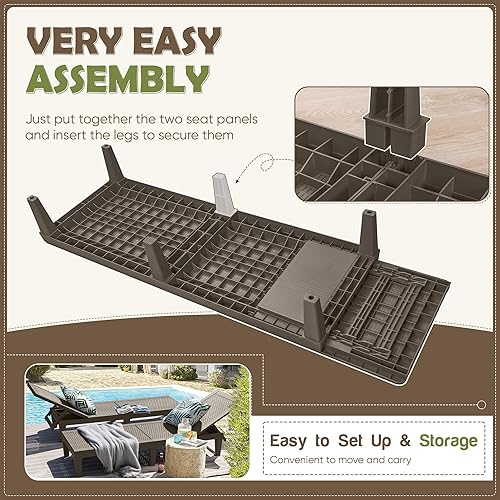 Miniatura 5 de Flamaker Sillas de descanso para exteriores, de polietileno, impermeables, con respaldo ajustable de 5 posiciones, fácil montaje, sillas de piscina