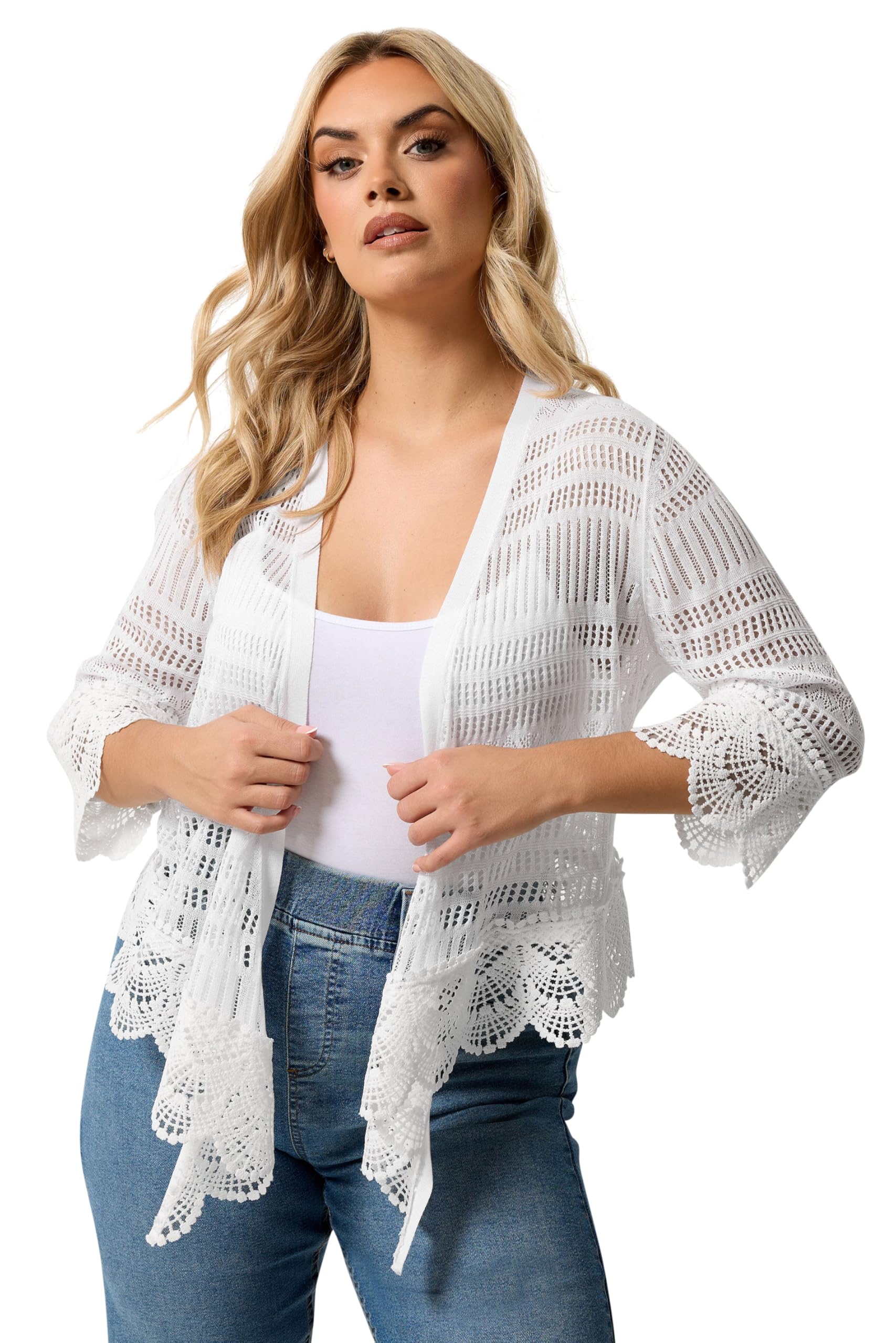 Yours Curve Waterfall Cardigan - Women's - Plus Size Curve White