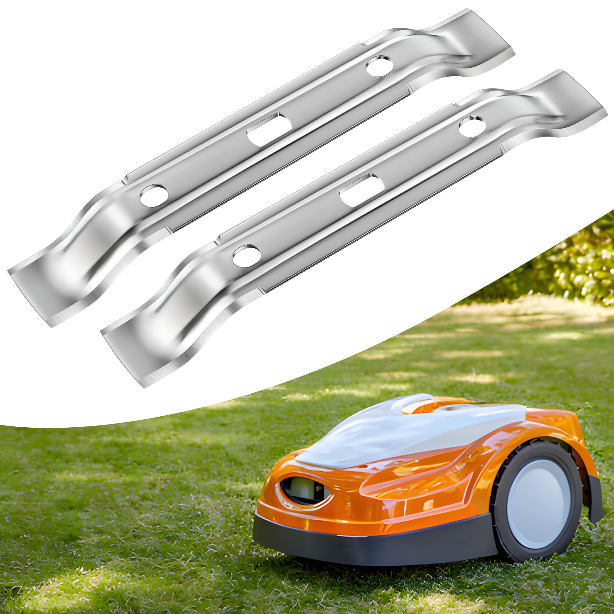 Enhon 2 Lame per Robot Tosaerba Compatibili con iMOW RMI 422, 422P, 422PC – Lame di Ricambio per Viking MI 422 – Lame Tosaerba in Acciaio Inossidabile 420, 197 mm, Argento