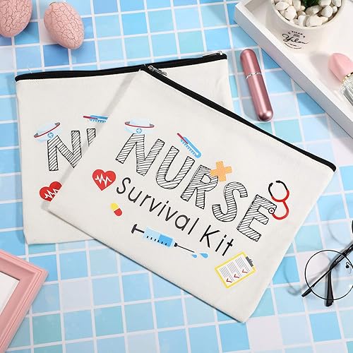 Miniatura 3 de Paquete de 2 paquetes de kit de supervivencia para enfermeras, bolsa de cosméticos, bolsa de maquillaje divertida, regalo de enfermera para mujeres,
