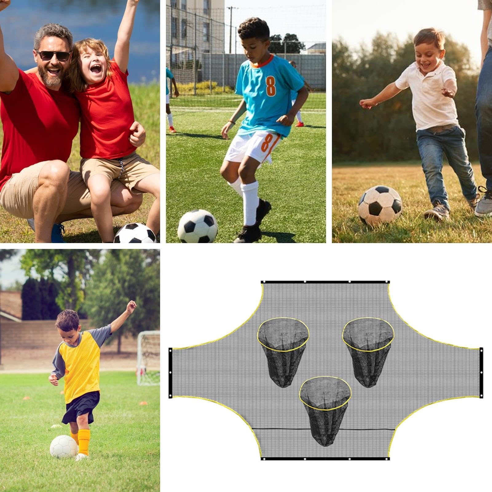Rete da calcio per porte da calcio, Rete da calcio con bersagli | Rete della porta bersaglio con zone di punteggio | per campi da calcio, attrezzature per allenamenti, da allenament