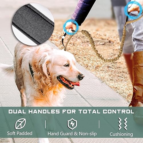 Miniatura 5 de BUMBIN Arnés para perros grandes sin tirones, arnés táctico para perro, con asa, arnés de chaleco ajustable para perro, correa elástica de 6 pies