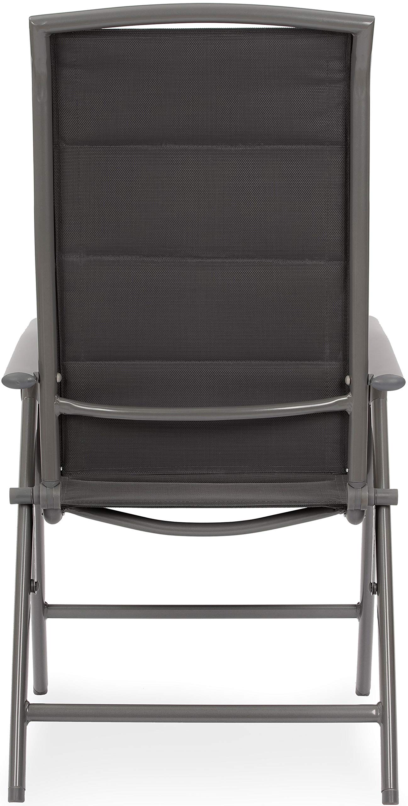 BRUBAKER Set de 2 Sillas de Jardín Milano - Respaldo Alto Plegable | Respaldo Regulable en 8 Posiciones - Sillas Plegables Aluminio - Resistentes a la Intemperie - Gris Plateado