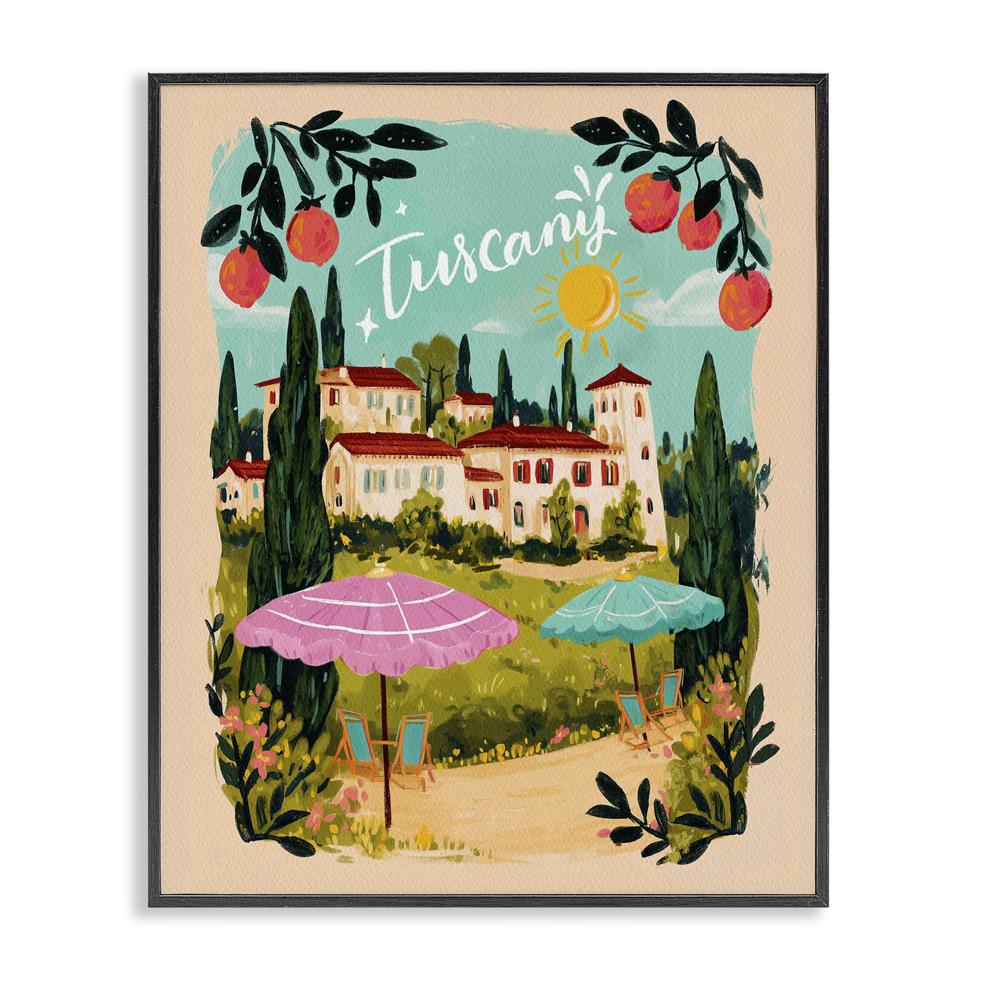 Cadre Toscane bordure fruitée Stupell Industries 35x27 cm pour déco murale cuisine