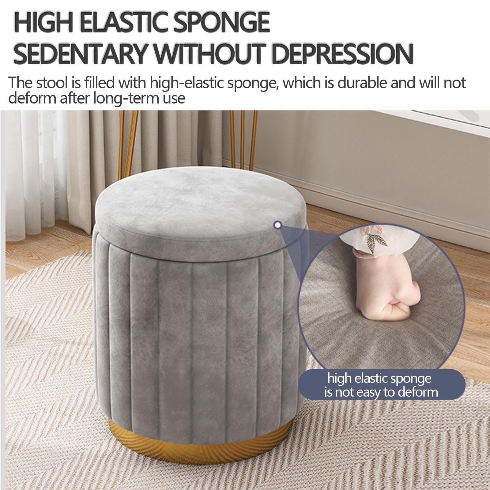 YCQYM Pouf portaoggetti Rotondo in Velluto con Coperchio Rimovibile, Sgabello a Fungo per Soggiorno, Camera da Letto e Sala Trucco, poggiapiedi Versatile e Sedia da Trucco