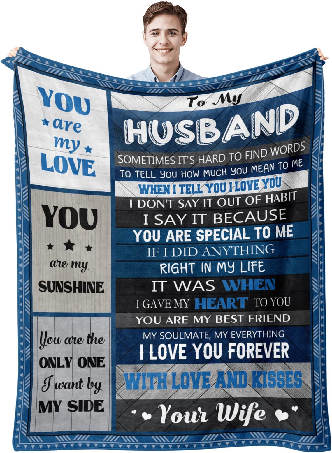 Gifts for Husband, Husband Gifts Blanket, Husband Gifts from Wife, Husband Birthday Gift, Anniversary Wedding Birthday Gifts for Husband Unique, Gift for Husband, Husband Gift Throw Blanket 60"x 50"