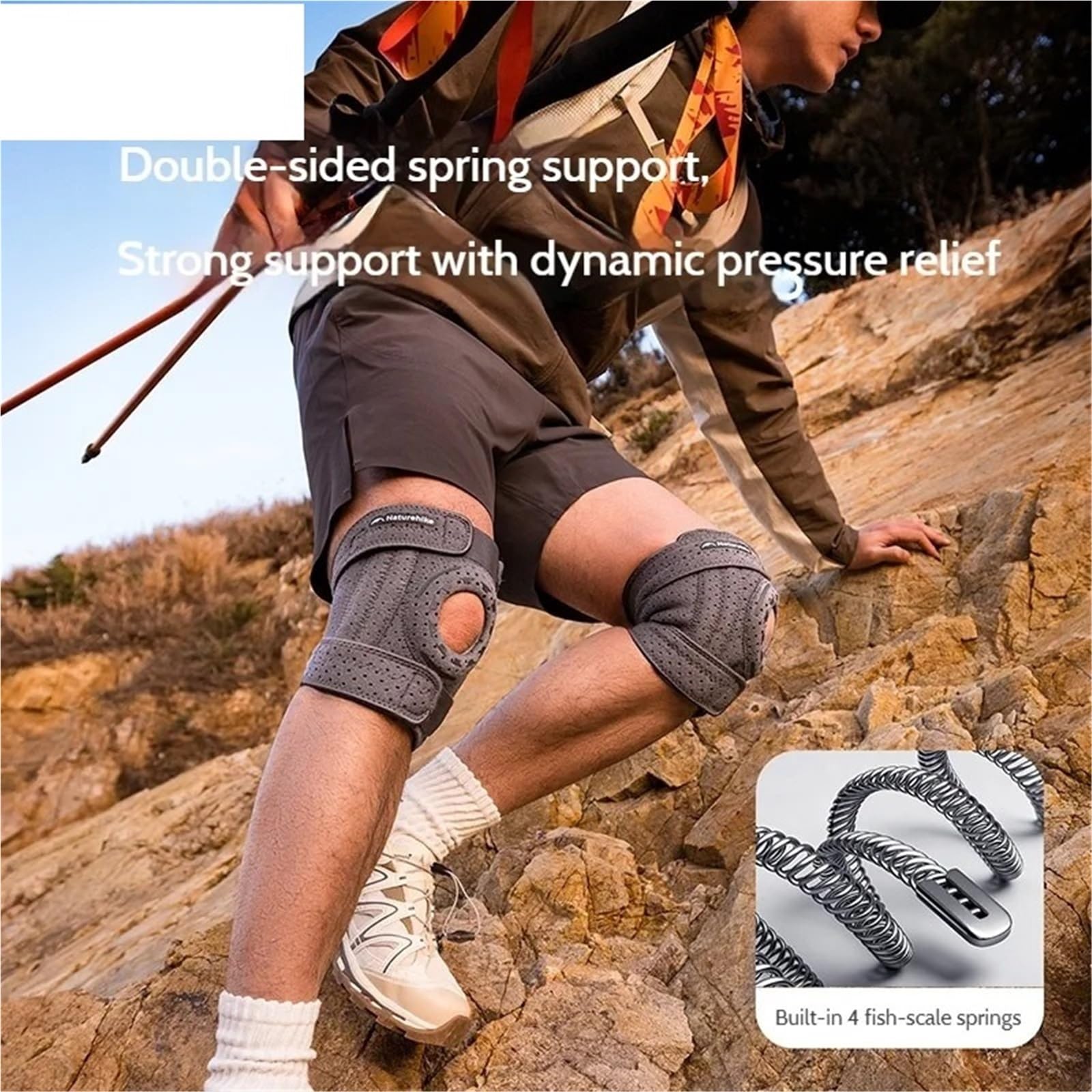 Ginocchiere 1PC Supporto a molla Guarnizione EVA addensata Silicone antiscivolo Stabilizzare rotula Traspirante for ginocchio Sport Per Sport(Grey 1pcs)