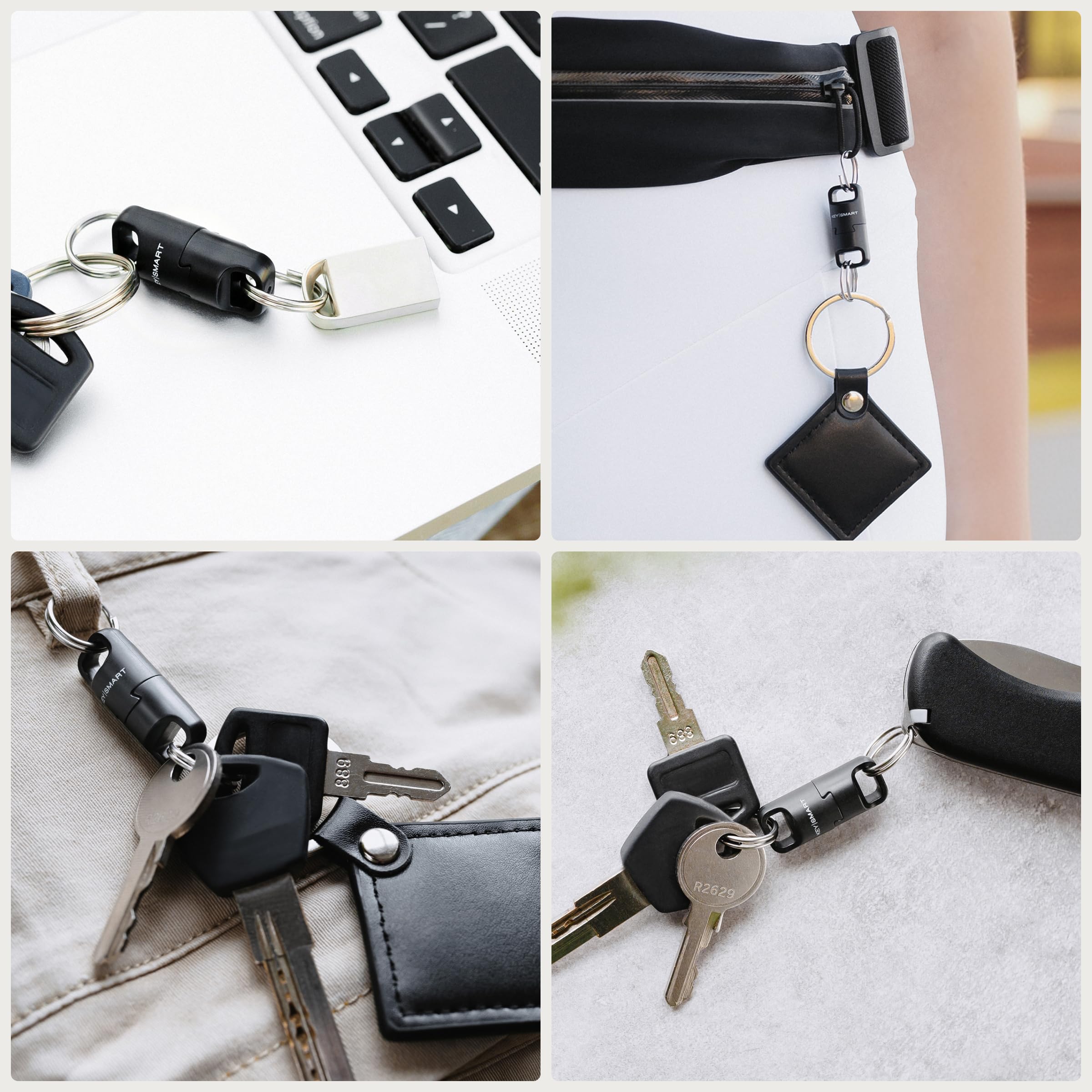 KeySmart MagConnect Pro Magnetyczny uchwyt na klucze do torebki, breloczki do kluczy samochodowych – zdejmowany brelok do kluczy szybkiego zwalniania, Czarny (3 szt.), 3 Pack