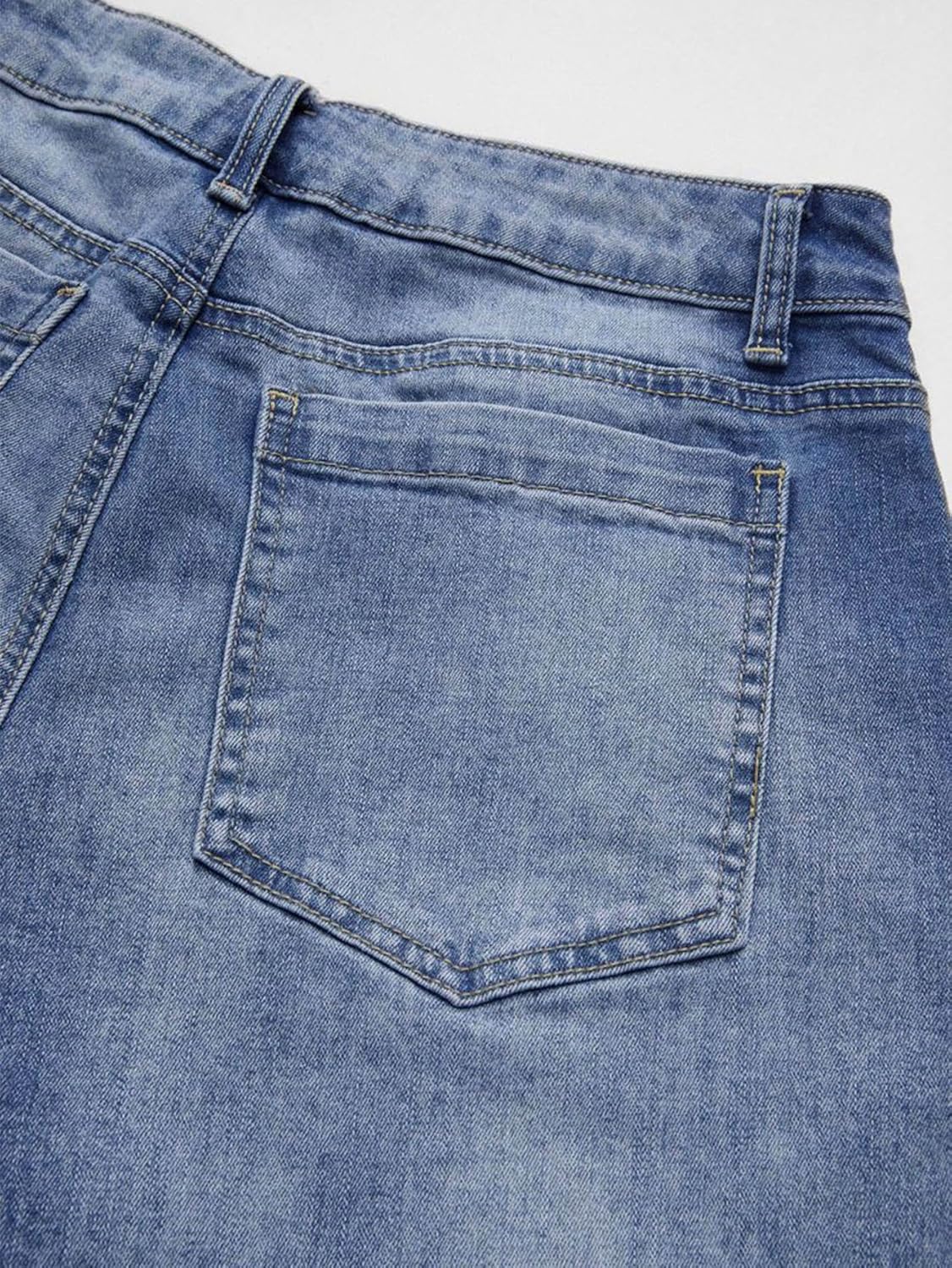 Flamingals Wide Leg Jeans for Women Mid Waist Baggy Stitch Decor Denim Washed Pants Without Belt - Image 6