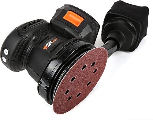 Miniatura 5 de WEN Lijadora orbital inalámbrica, sin escobillas con almohadilla de órbita aleatoria de 5 pulgadas, batería de iones de litio de 20 V máx. 2.0 Ah y
