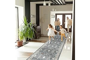 12ft Modern Hallway Runner, Black Ultra Soft Non Slip Washable Hallway Rugs,...