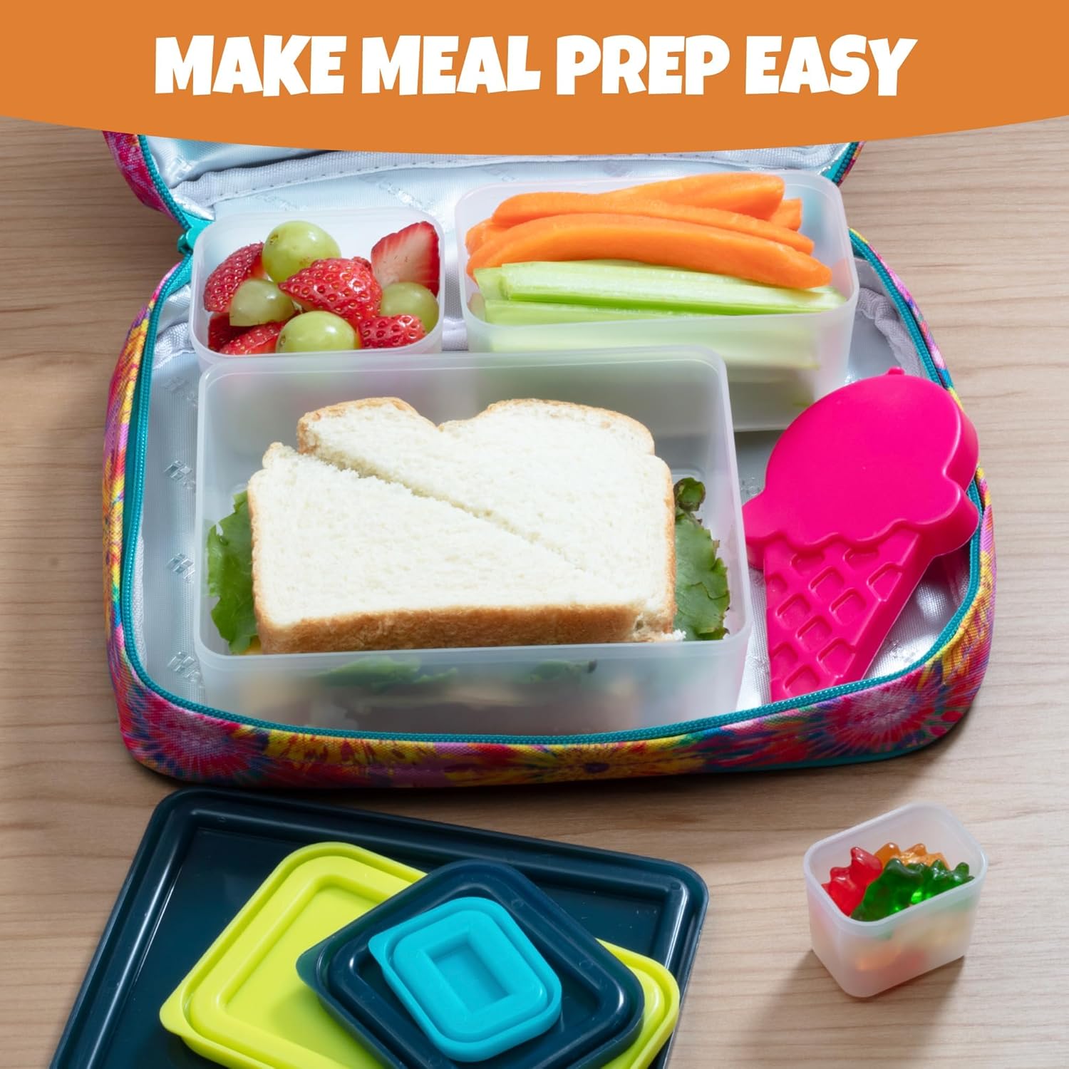 Bentology Snack Buddies - Mini Bento Snack Lunch Box w 4 Portion Control Meal Containers and Lids - BPA, PVC Free, Food Safe – On-the-Go lunchbox - Pink (Pack of 2)