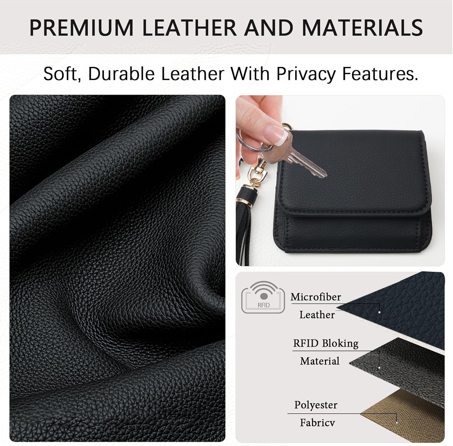 Keychain Wallet RFID Wristlet Wallets for Women,Small Wallets Woman Key Chain Wallet with Coin Pocket and Id Window - Image 5