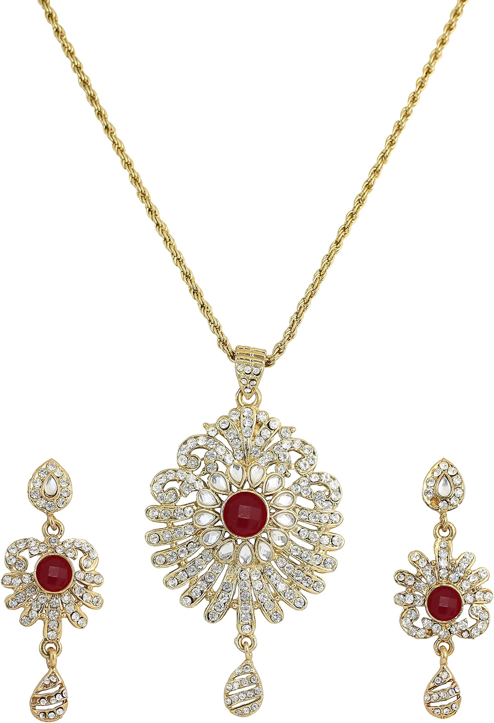 Indian Bollywood Gorgeous Traditional Bridal Designer Jewelry Pendant Set in Gold and Silver Tone for Women., not known,