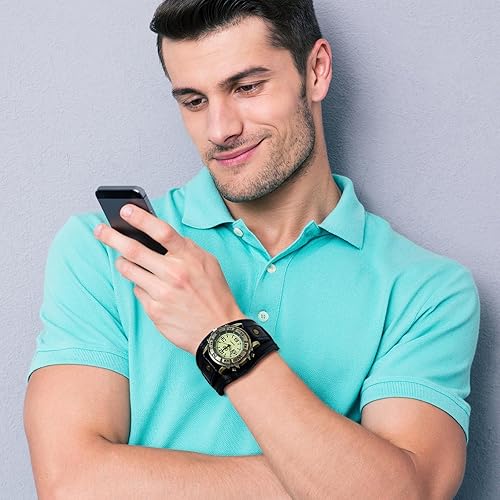 Miniatura 4 de Avaner Relojes de cuero vintage, reloj retro punk, relojes de cuarzo de banda ancha para hombres y mujeres