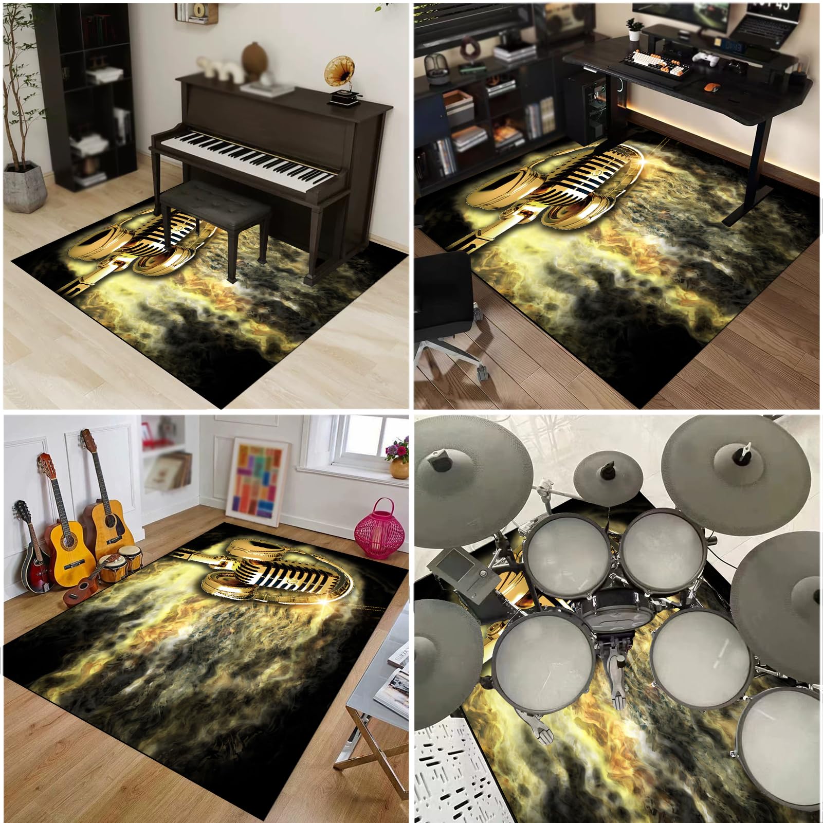 Izolacja akustyczna, dywan perkusyjny, profesjonalny prostokątny elektroniczny zestaw perkusyjny jazzowy, do bębna basowego, werbla, perkusji i innych instrumentów, dywan 180 x 140 cm