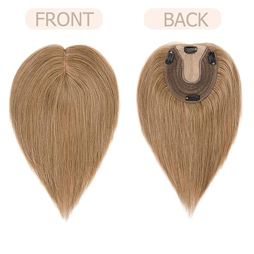Miniatura 5 de Hair Toppers para mujer, cabello humano real, sin flequillo, 10 pulgadas, marrón claro
