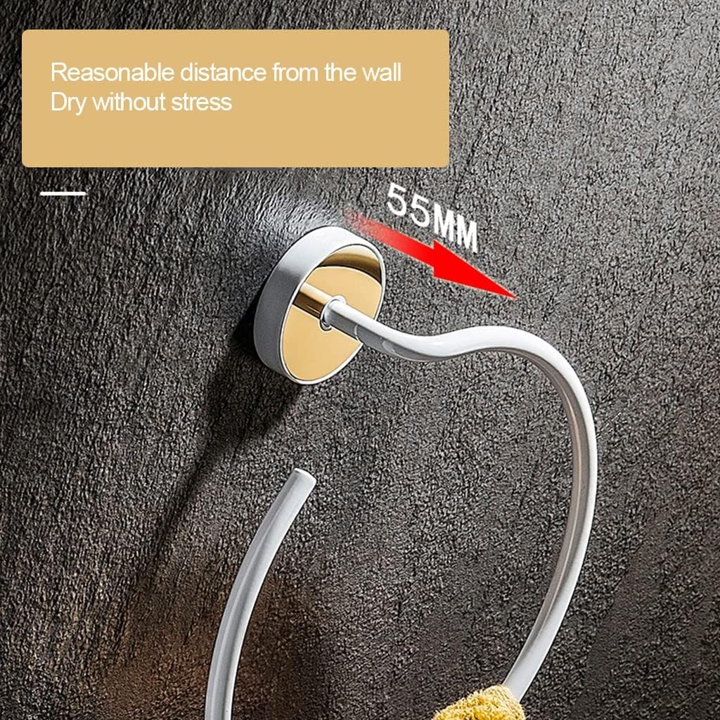 LSLYTQ White Towel Ring, All Copper Light Luxury High-end Hotel Villa Bathroom Creative Towel Rack, Hand Towel Holder Hanger