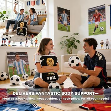 MESUCA FIFA World Cup 2026 Trophy Pillow - Official FIFA World Cup Merchandise - Soccer Themed Plush Pillow Cushion for Bedroom, Sofa, Home Decor - Collectible Gift for Soccer Fans (Black-Trophy)