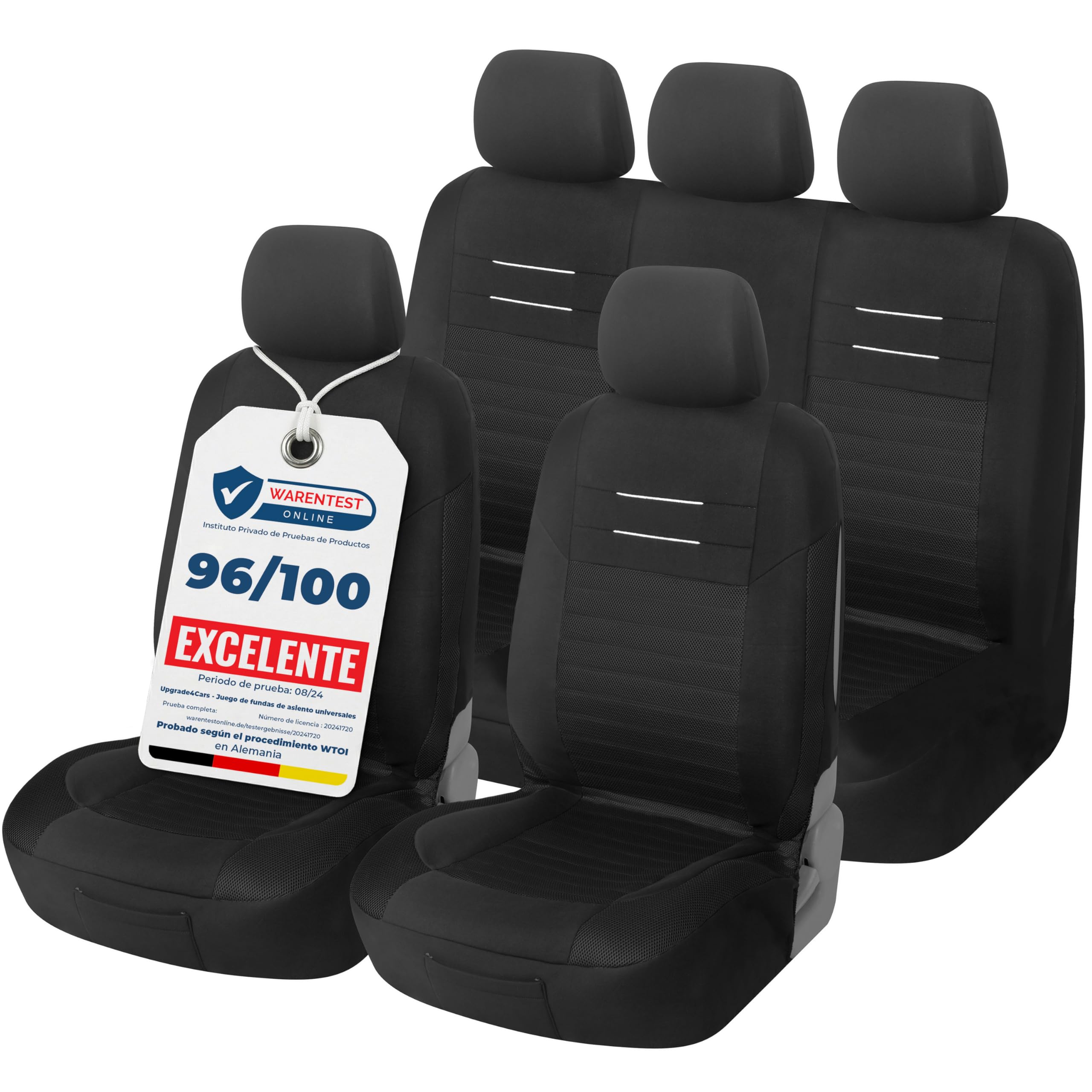 Upgrade4cars Fundas Asientos Set Universal Versión 2026 | Protectores Delanteros y Trasero | Accesorios Coches Interior Decoración